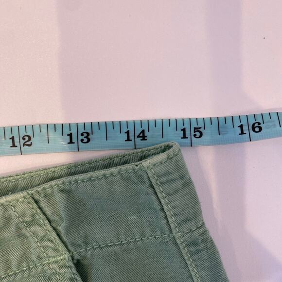 Mother The Shaker Chop Crop Hedge Green Pants Cotton Linen EUC Sz 27 - Picture 12 of 16